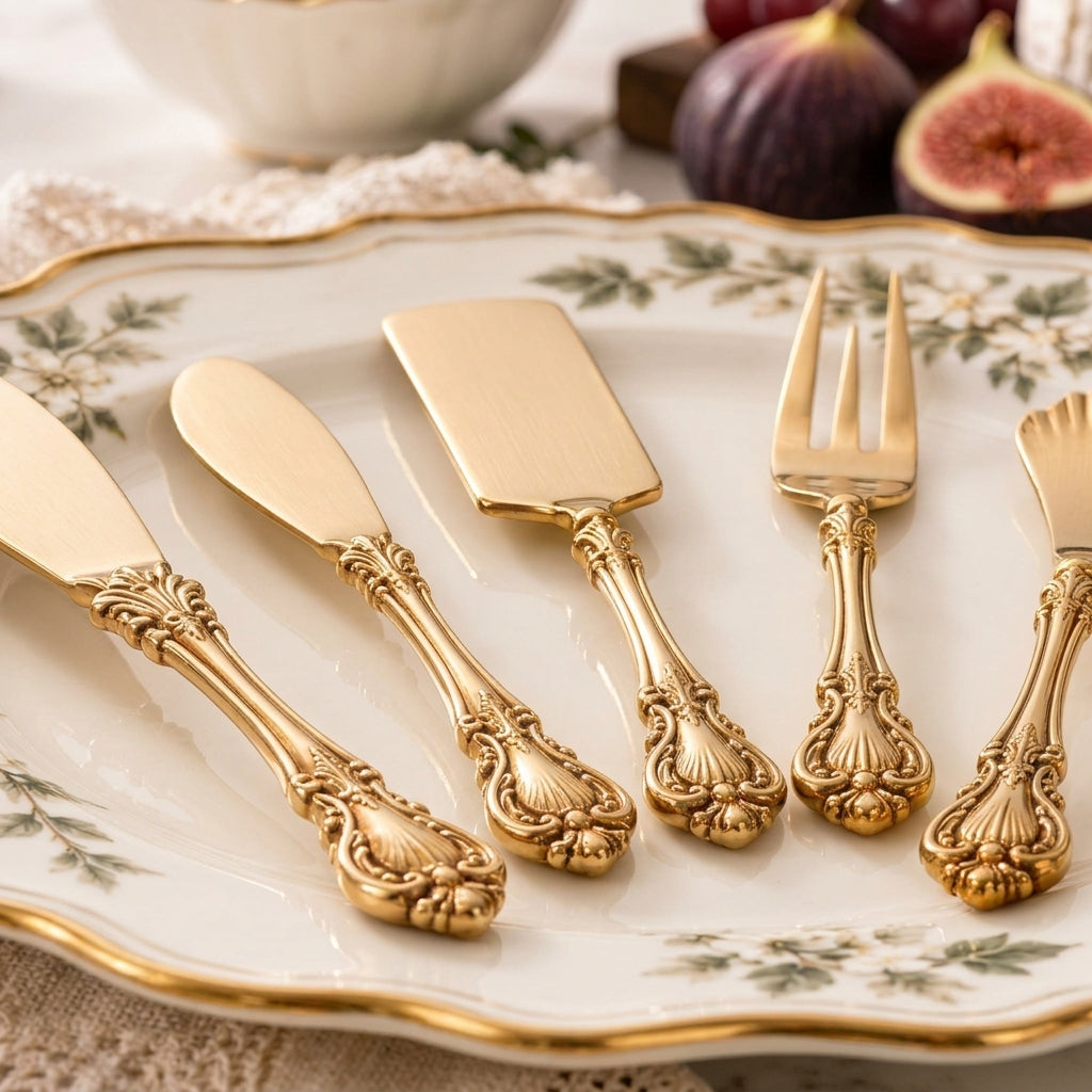 Ornate Gold-Tone Appetizer & Spreader Set