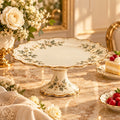 Botanical Gold-Rim Pedestal Cake Stand