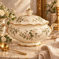 Botanical Gold-Rim Covered Soup Tureen