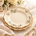 Botanical Scalloped Dessert Plate Set