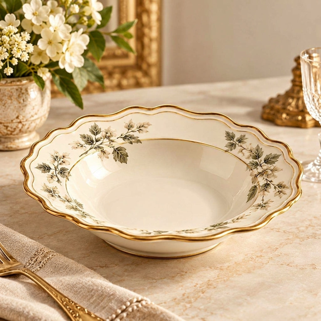 Scalloped Botanical Pasta & Soup Bowl
