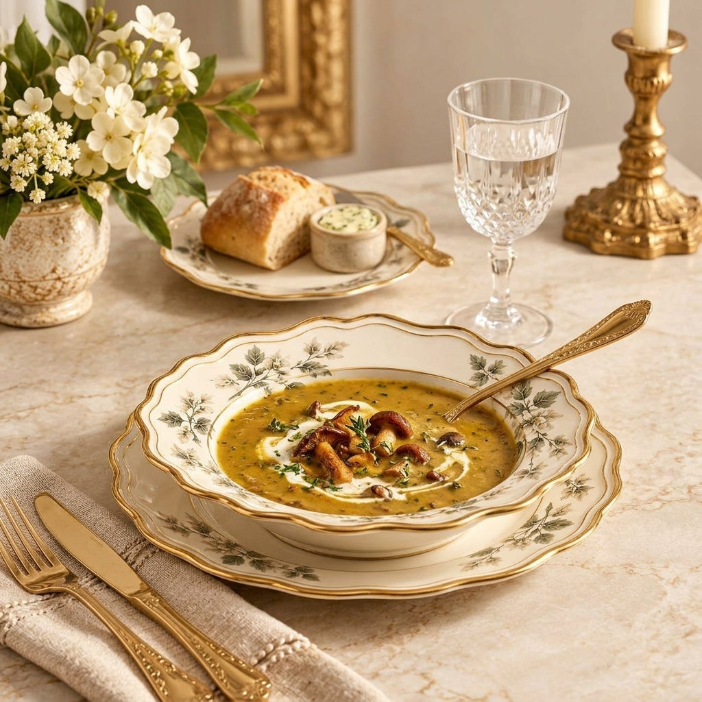 Scalloped Botanical Pasta & Soup Bowl