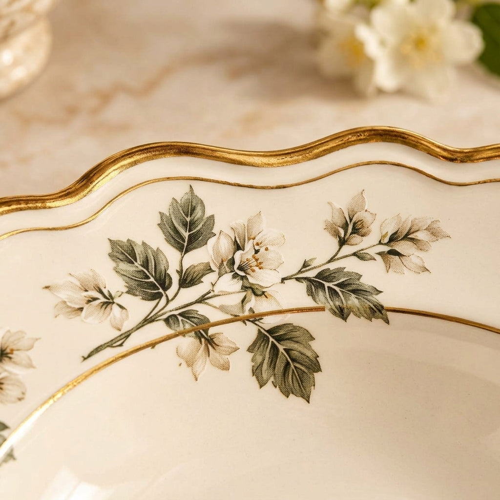 Scalloped Botanical Pasta & Soup Bowl