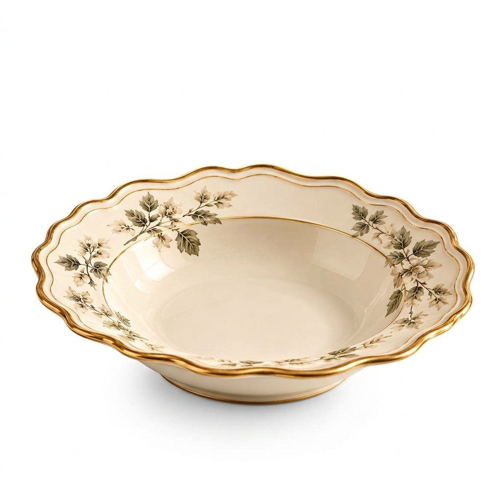 Scalloped Botanical Pasta & Soup Bowl