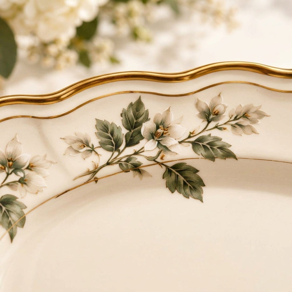 Botanical Gold-Rim Oval Serving Platter