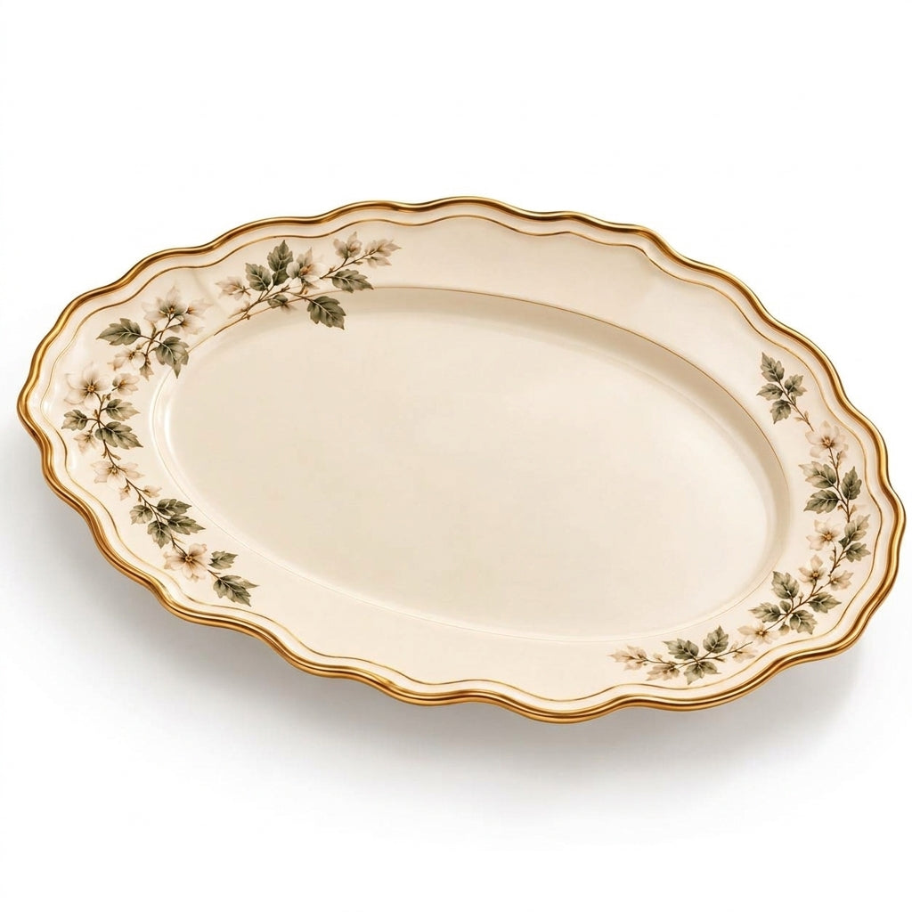 Botanical Gold-Rim Oval Serving Platter