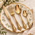 Ornate Gold-Tone 4-Piece Flatware Set