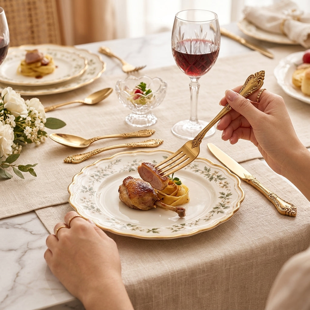 Ornate Gold-Tone 4-Piece Flatware Set