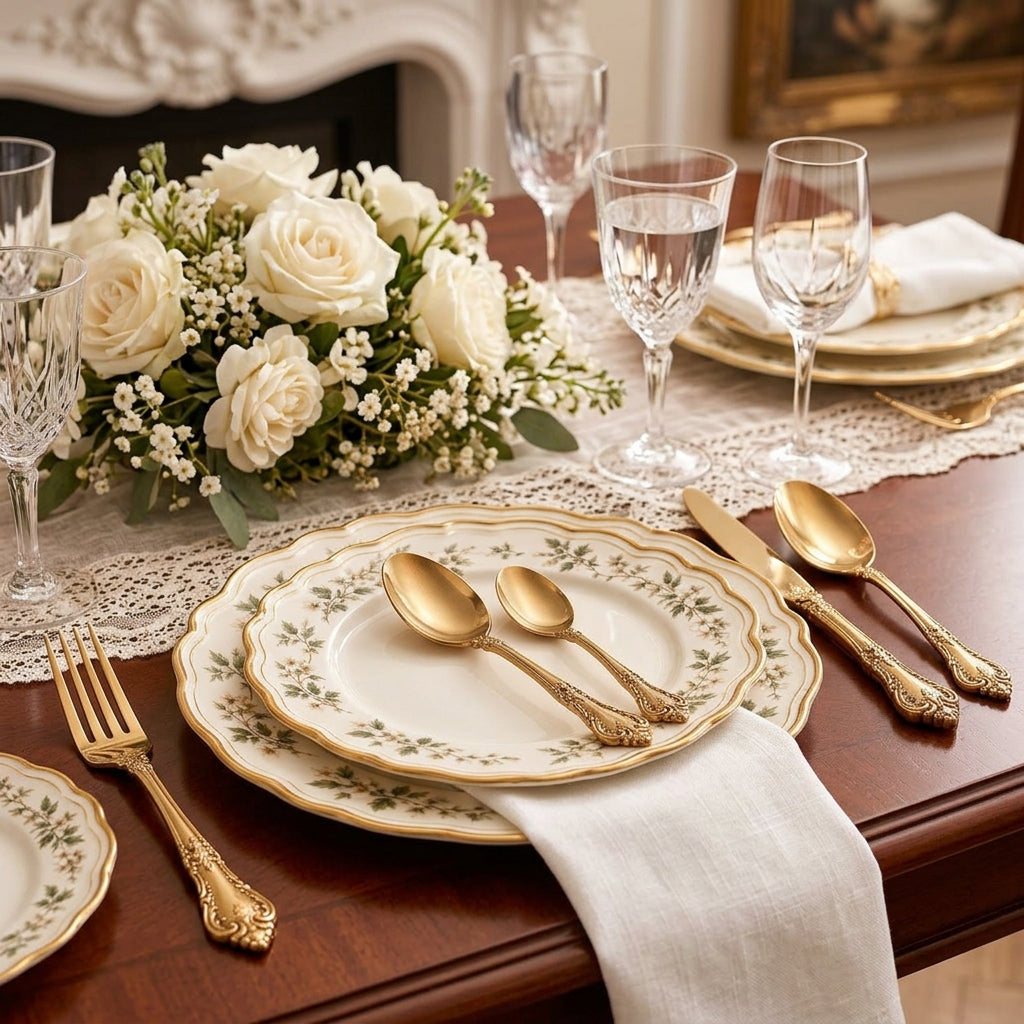 Ornate Gold-Tone 4-Piece Flatware Set
