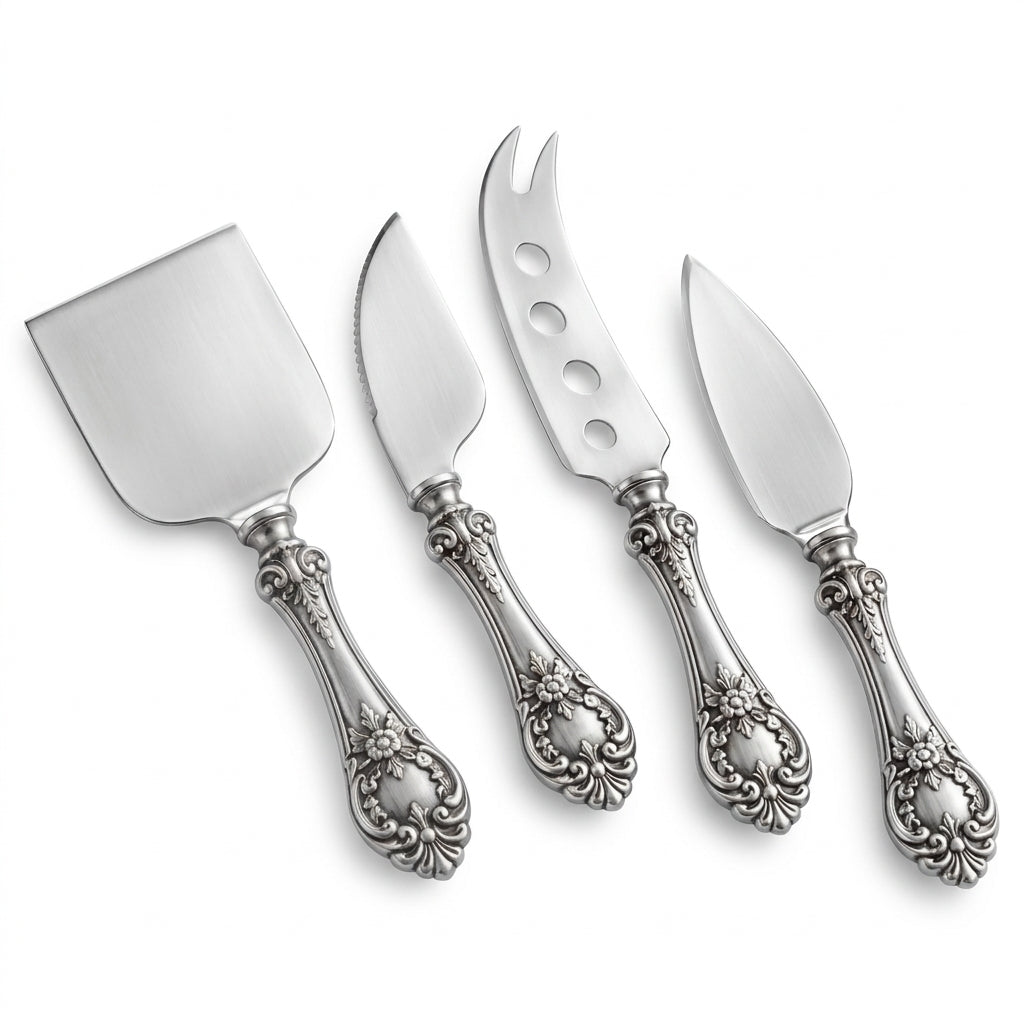 Ornate Gold-Tone Cheese Knife Set