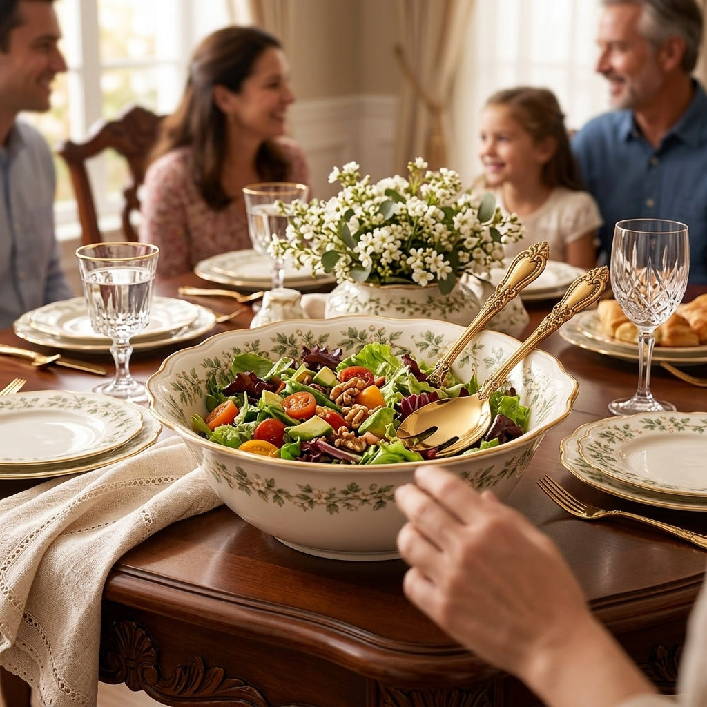 Ornate Gold-Tone Salad Serving Set